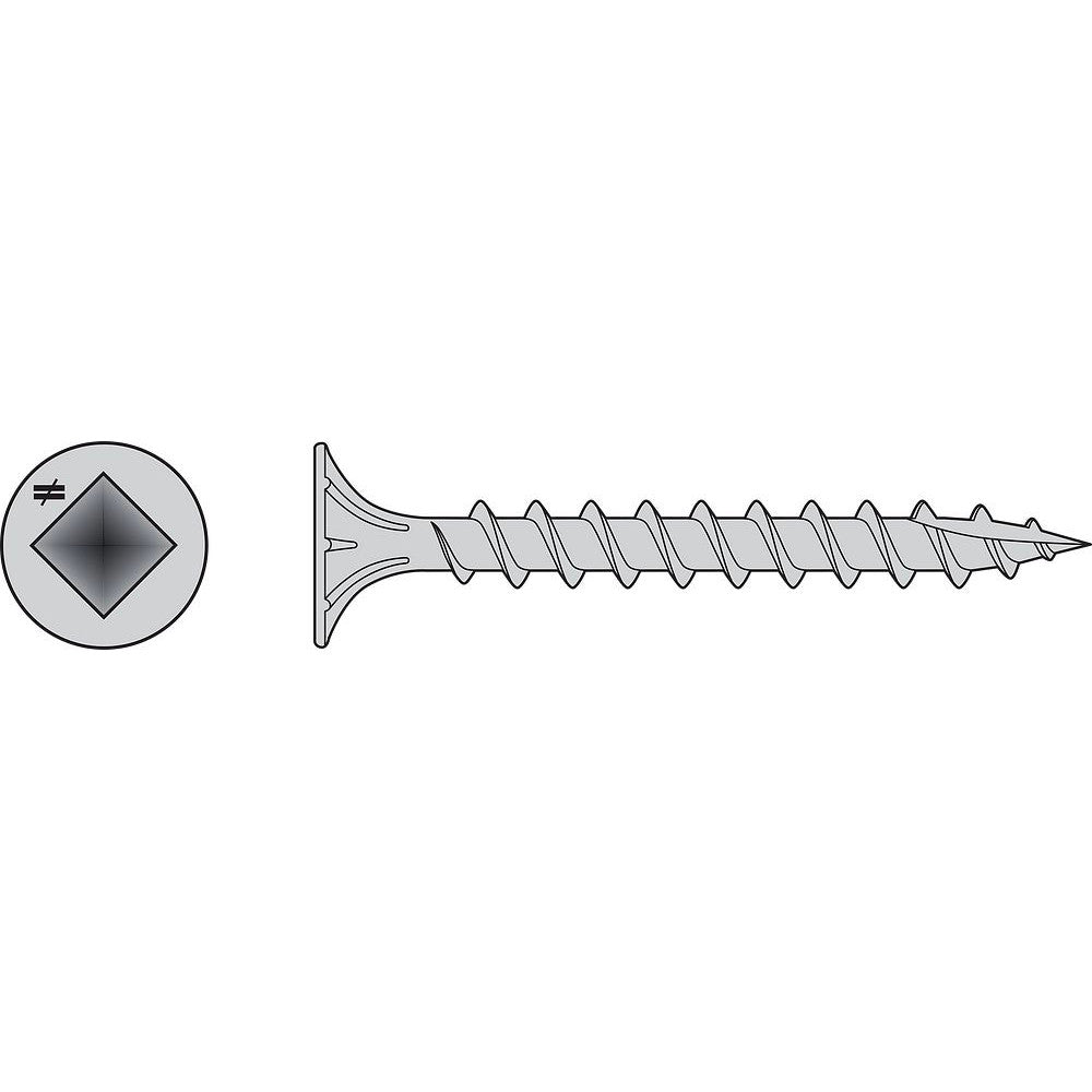 Simpson Strong-Tie T08C225WQM Fiber-Cement Screw,  #8 x 2-1/4-in. #2 Square Wafer-Head, Type 316, 1000-Pack