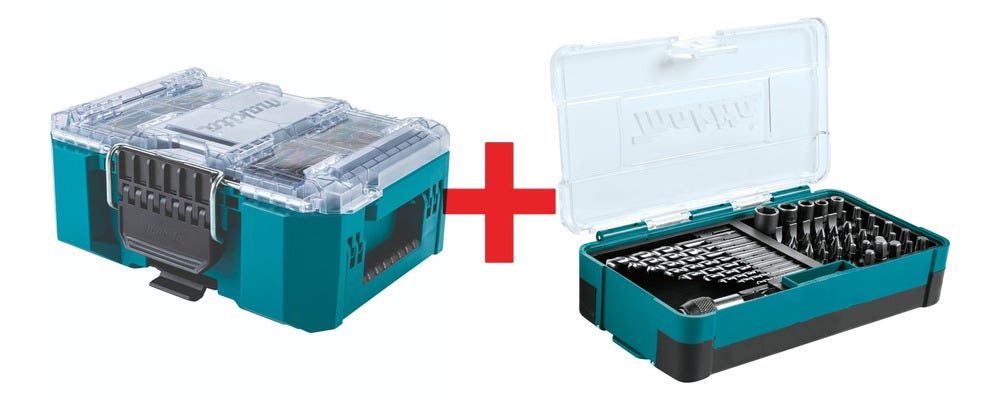 Makita MAKTRAK Deep Compact Organizer with 48-Piece Metric High Speed Steel Drill Bit, Screw BIt and Socket Set