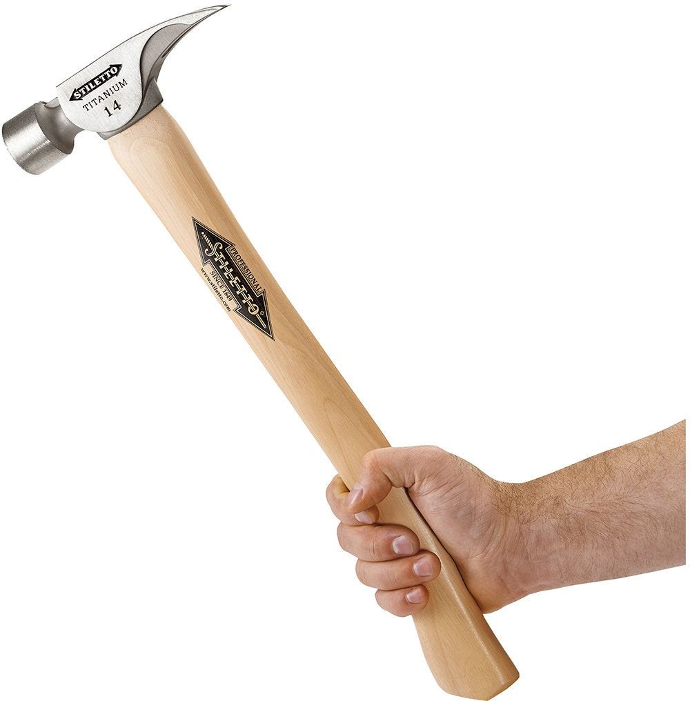 Stiletto TI14MC 14 oz Titanium Milled Face Hammer with 18-in. Curved Hickory Handle