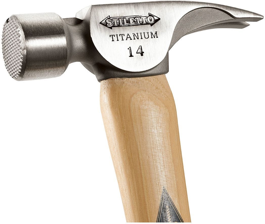 Stiletto TI14MC 14 oz Titanium Milled Face Hammer with 18-in. Curved Hickory Handle