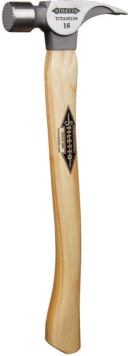 Stiletto TI16MC 16 oz Titanium Milled Face Hammer with 18-in. Curved Hickory Handle