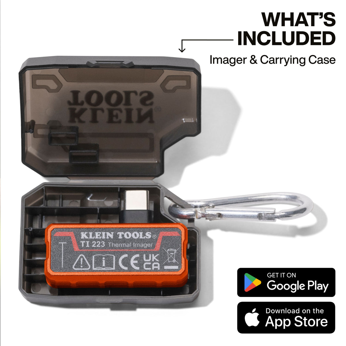 Klein Tools TI223 thermal imager 19,200-pixel thermal image of hot and cold spots on a smartphone