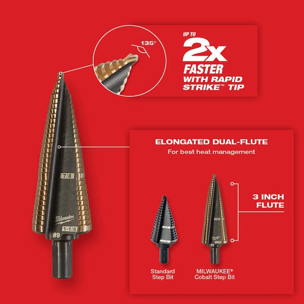 Milwaukee 48-89-9291 Milwaukee Cobalt Step Bit, 3-Piece Set