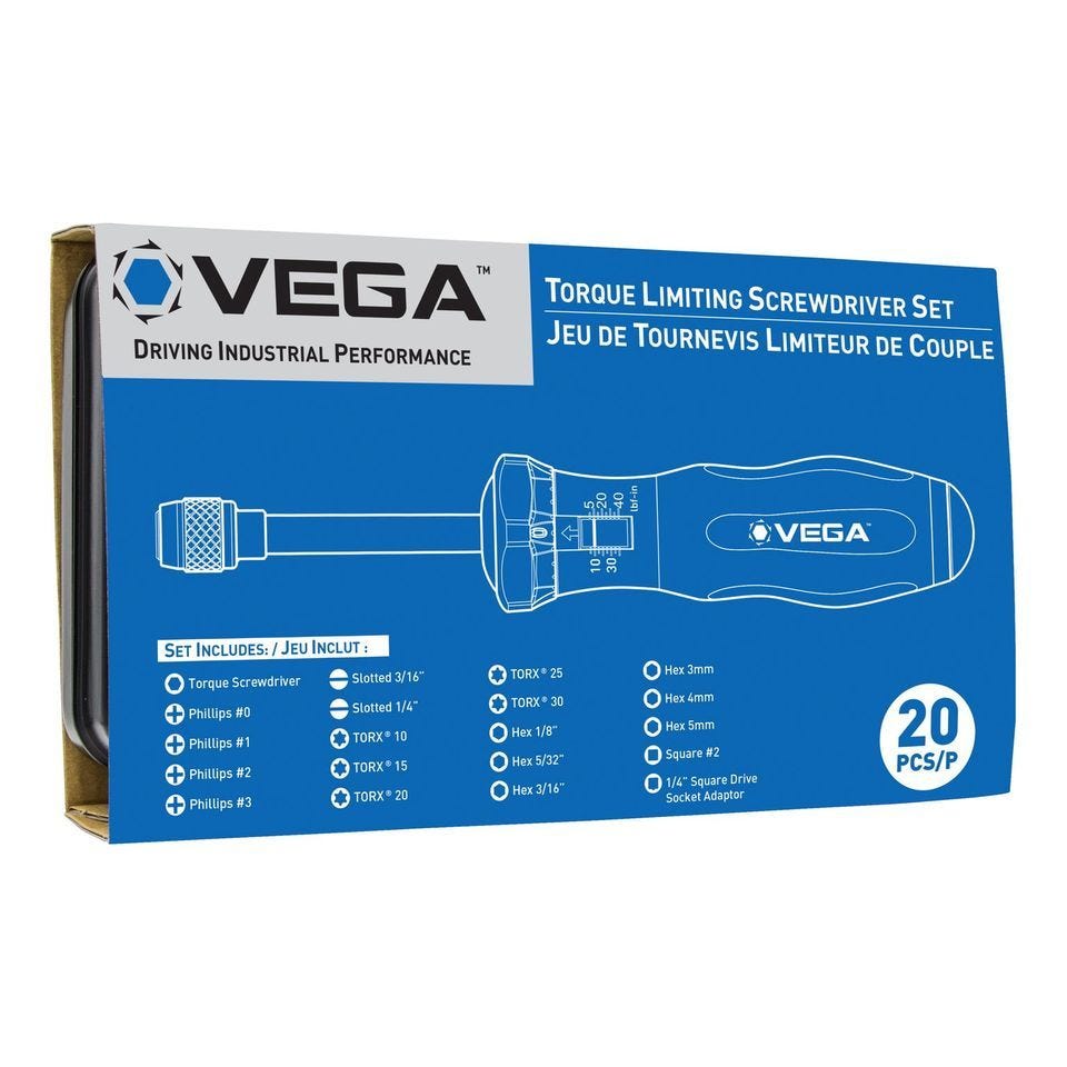 Vega TLS-20 20-Piece Torque Limiting Screwdriver Set – Tool Nut