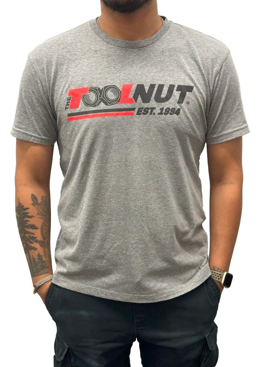 The Tool Nut Classic Logo Crew Neck T-Shirt, Heather Grey
