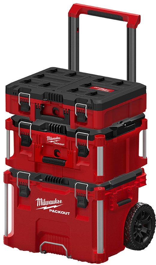 Milwaukee 3-Piece PACKOUT Rolling Tool Box + Large Tool Box + Small Tool Box Set