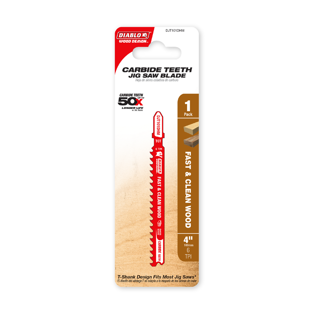Diablo 4 in. 6 TPI Wood Demon Carbide Teeth Jig Saw Blade for Fast & Clean Cuts (DJT101DHM) in retail packaging