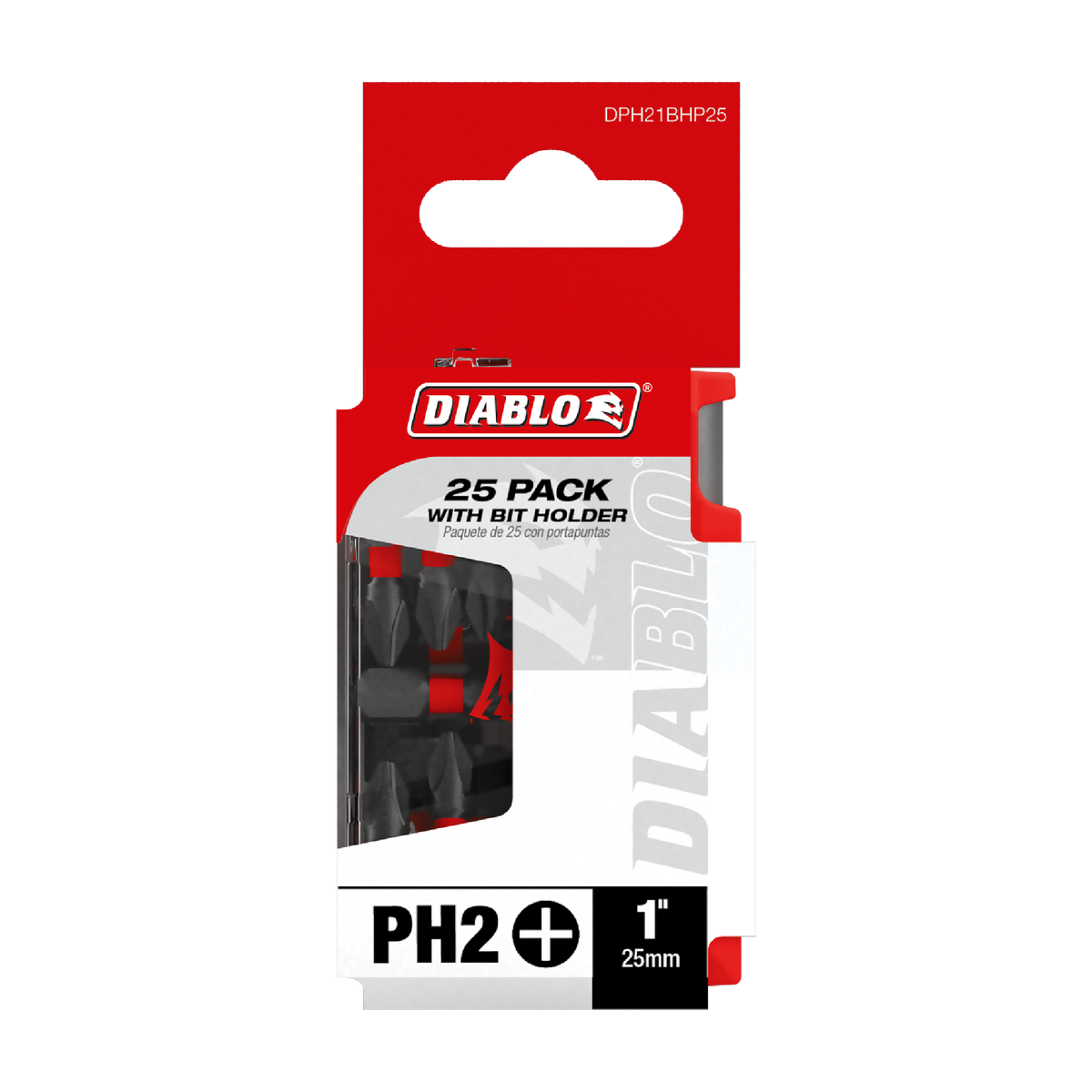 Diablo 1 in. Phillips #2 Drive Bit with Bit Holder (DPH21BHP25) in retail packaging