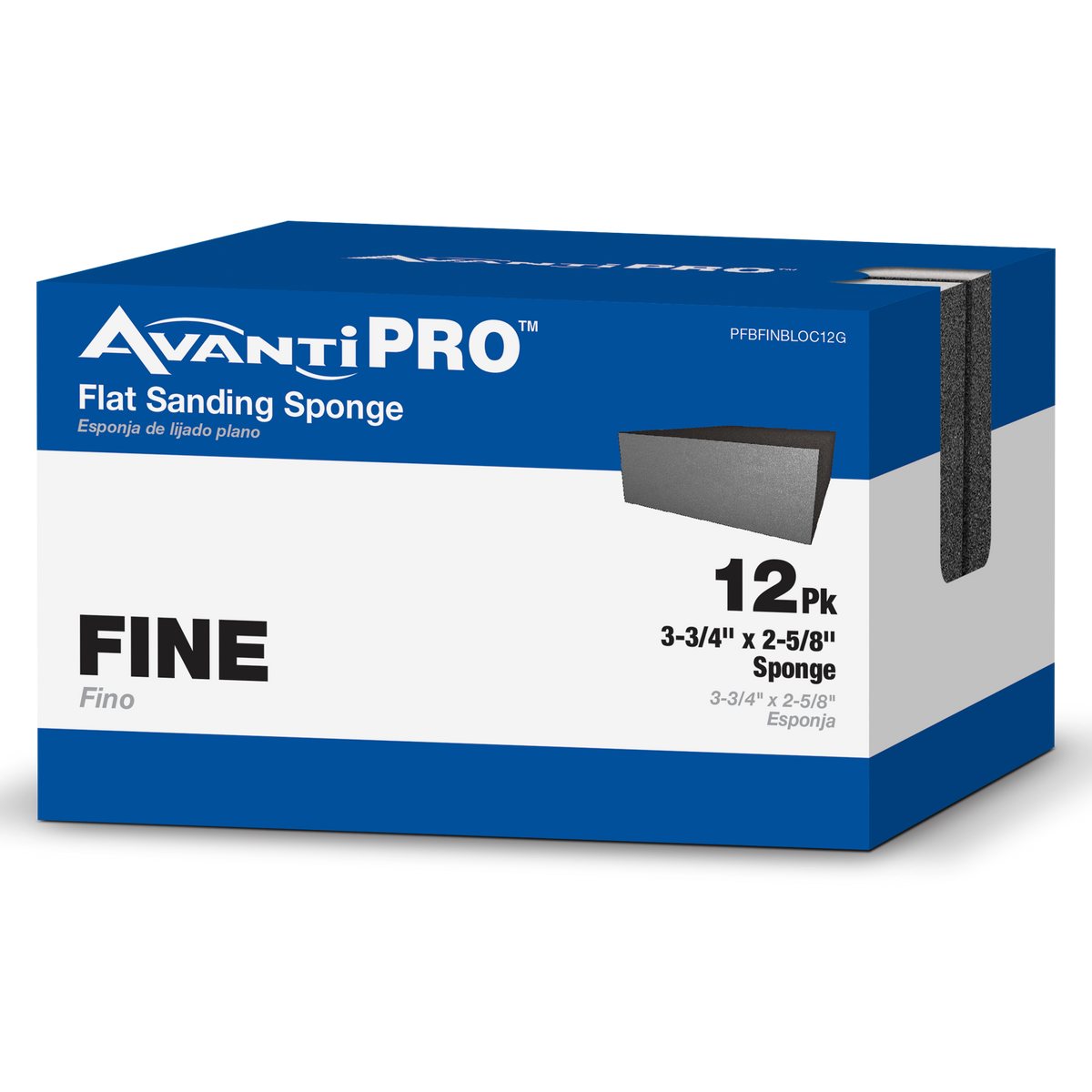 AvantiPRO Fine Grit Sanding Sponge (PFBFINBLOC12G) in retail packaging