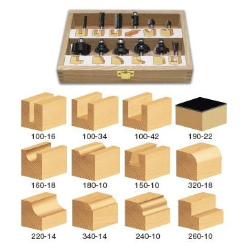 Timberline TRS-120 12-Piece All-Purpose 1/4" Shank Router Bit Set