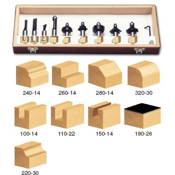 Timberline TRS-170 11-Piece 1/2" Shank Router Bit Starter Set