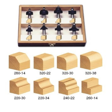 Timberline TRS-180 8-Piece 1/2" Shank Router Bit Profile Set