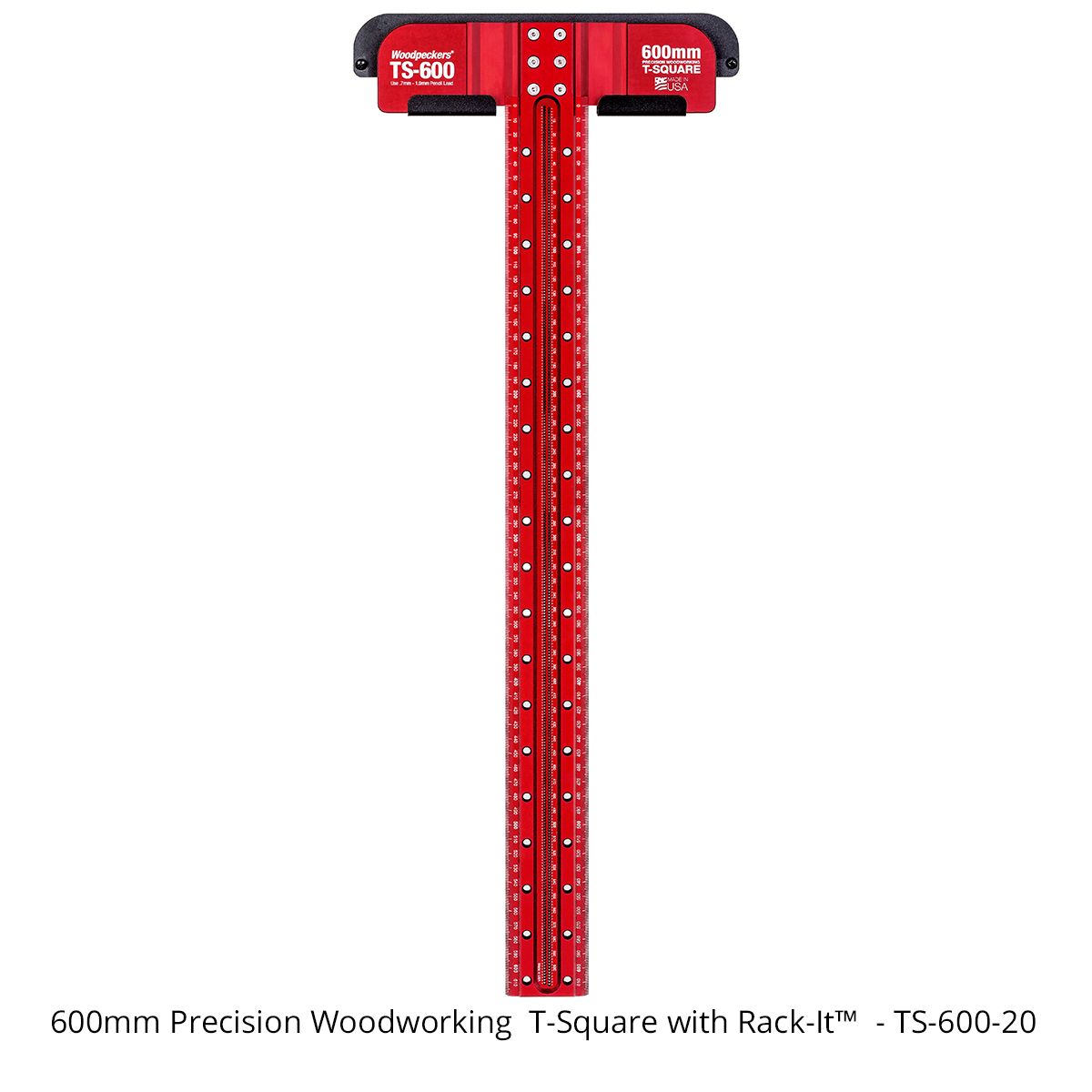 Woodpeckers TS-600-20 Precision Woodworking T-Square, 600mm w/ Rack-It