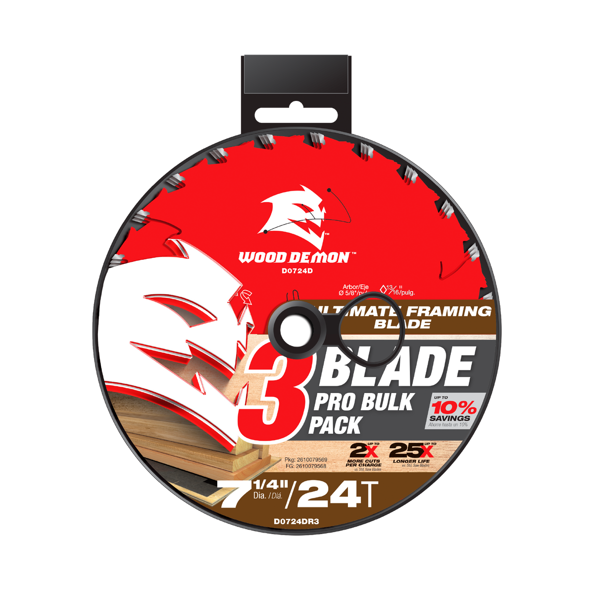 Diablo 7-1/4 in. 24-Tooth Demo Demon Ultimate Framing Saw Blade for Wood (D0724DR3) in retail packaging