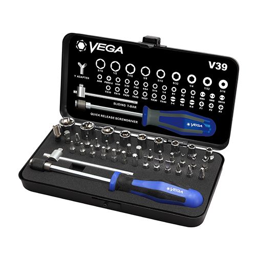 Vega V-39 39-Piece Bit, Socket & Hand Driver Set w/ Case