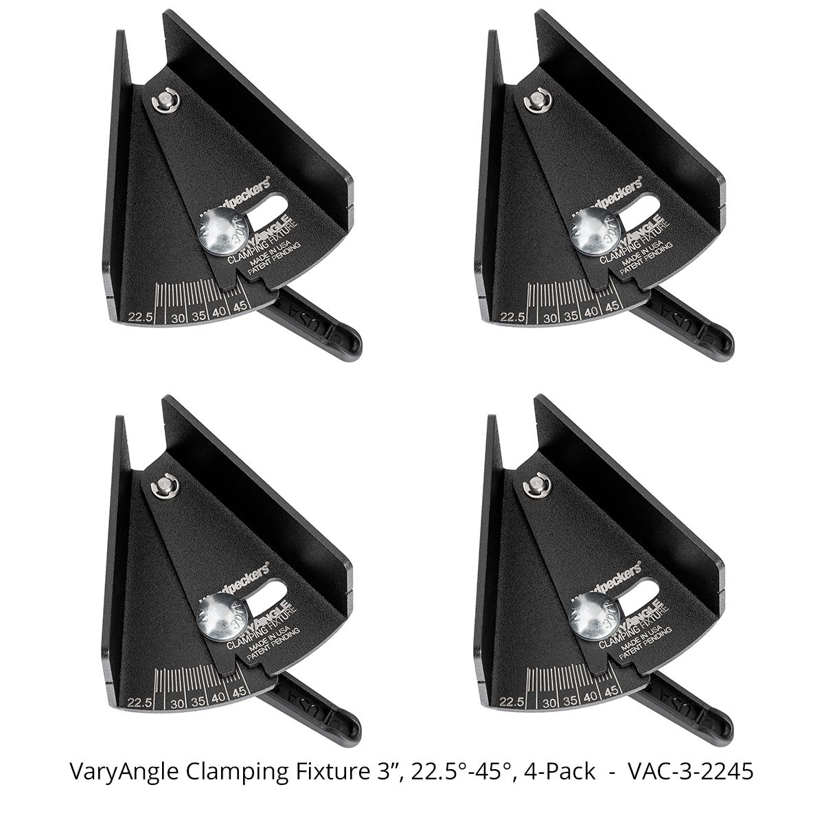 Woodpeckers VAC-3-2245 VaryAngle Clamping Fixture, 3", 22.5&deg; - 45&deg; (4-Pack)