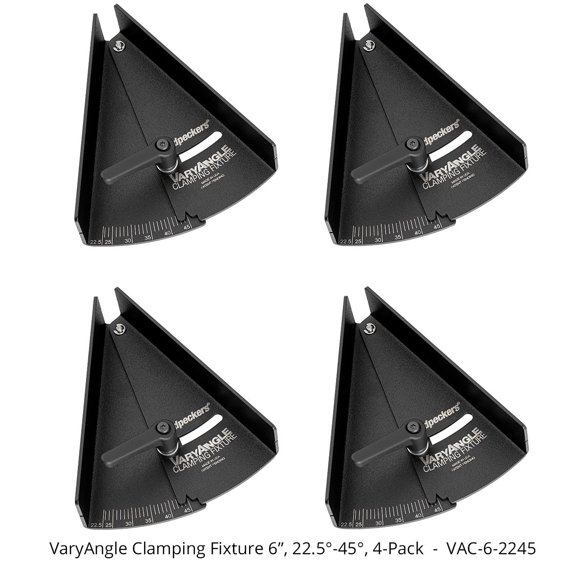 Woodpeckers VAC-6-2245 VaryAngle Clamping Fixture, 6", 22.5&deg; - 45&deg; (4-Pack)