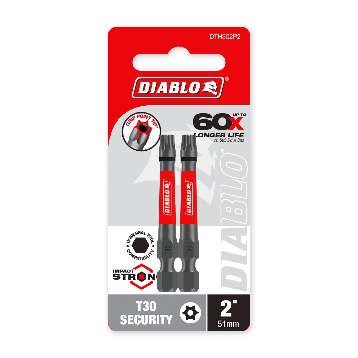 Diablo 2 in. Torx Security T30 Drive Bit (DTH302P2) in retail packaging