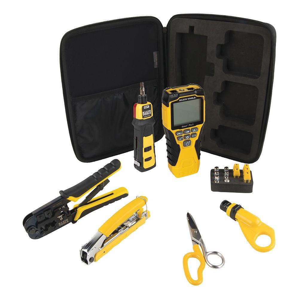 Klein Tools VDV001819 VDV Apprentice 6-Piece Cable Installation Kit with Scout Pro 3 Tester
