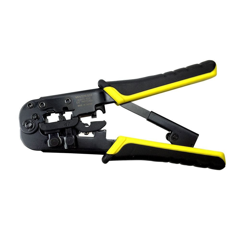 Klein Tools Ratcheting Data Cable Crimper with Pass-Thru Modular Data Plugs, RJ-45-CAT6A, UTP (50-Pack)