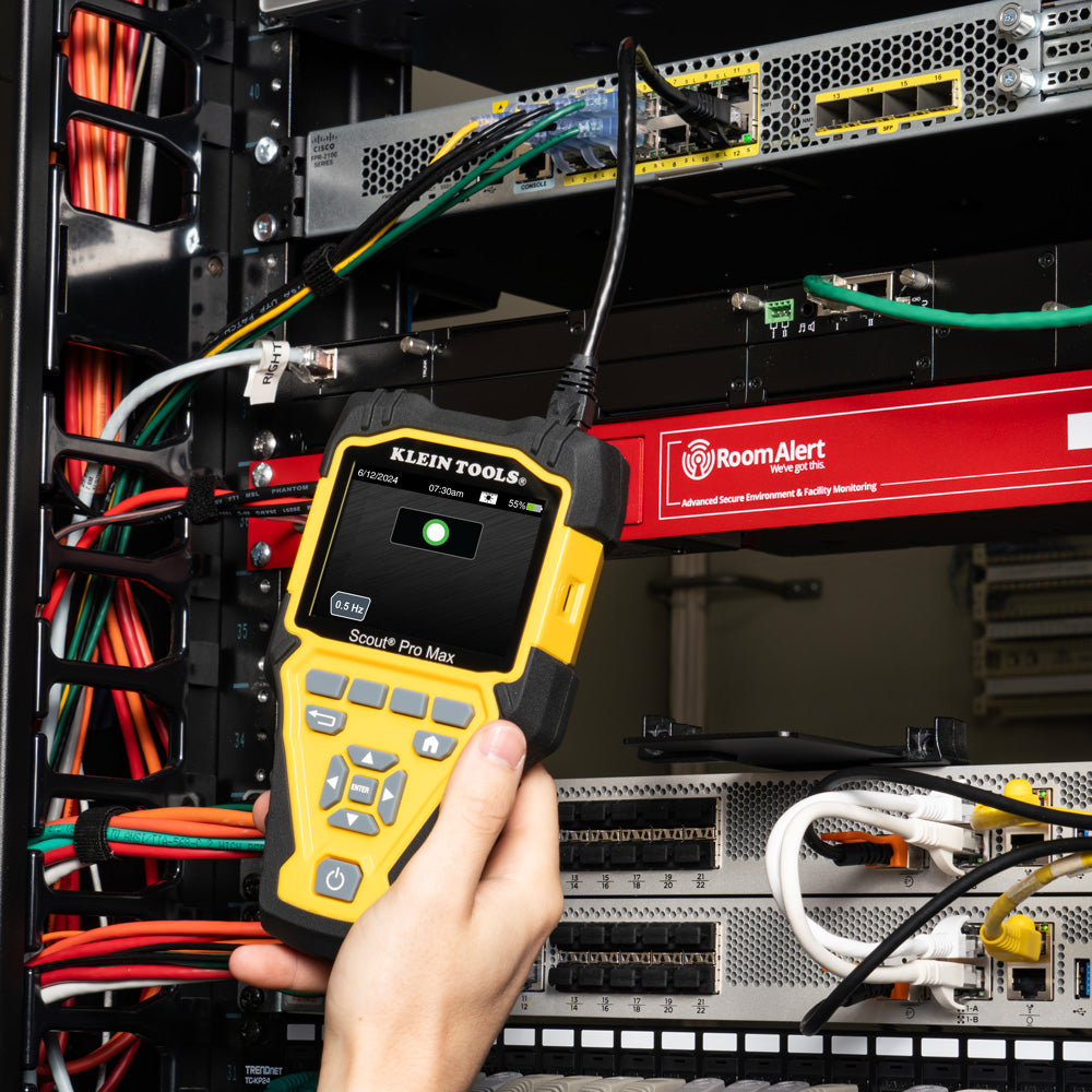 Klein VDV501-770 Scout Pro Max testing a network cable