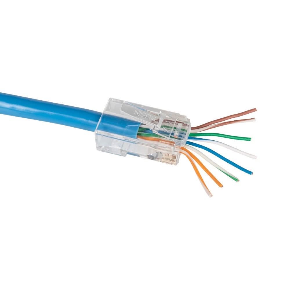 Klein Tools Pass-Thru Modular Data Plugs, RJ45-CAT6A, UTP (250-Pack)