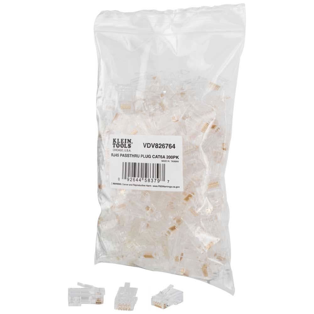 Klein Tools Pass-Thru Modular Data Plugs, RJ45-CAT6A, UTP (250-Pack)