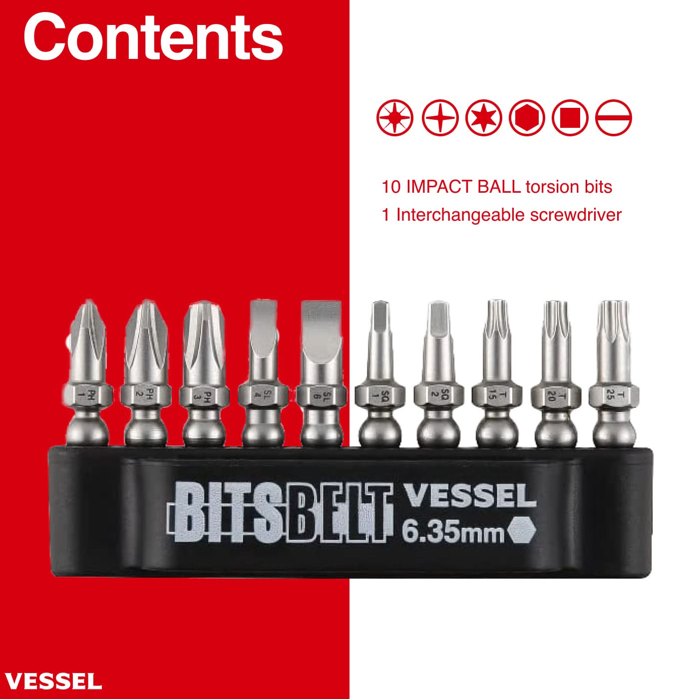 Vessel 2200MBH120K01 BALL GRIP™ Interchangeable Ratchet Screwdriver