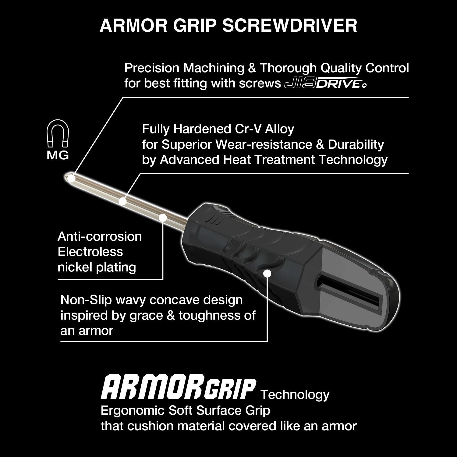 Vessel 550APH4PBU ARMOR GRIP Screwdriver 4-Piece Set