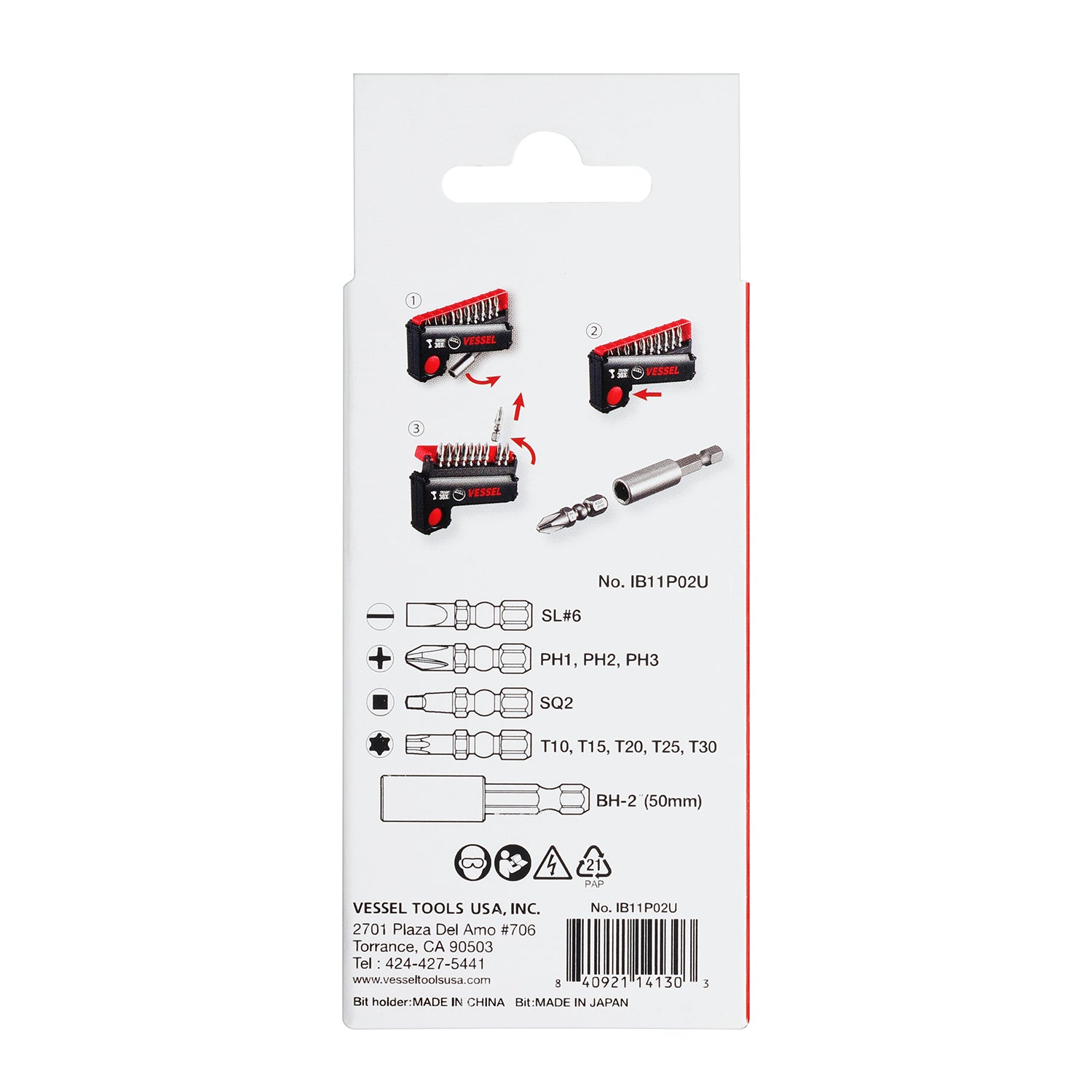 Vessel 220USBS1U "Speed Promotion" e-Assist USB Rechargeable High Speed Screwdriver w/ 11-Pc Bit Set + Ball Grip Holder