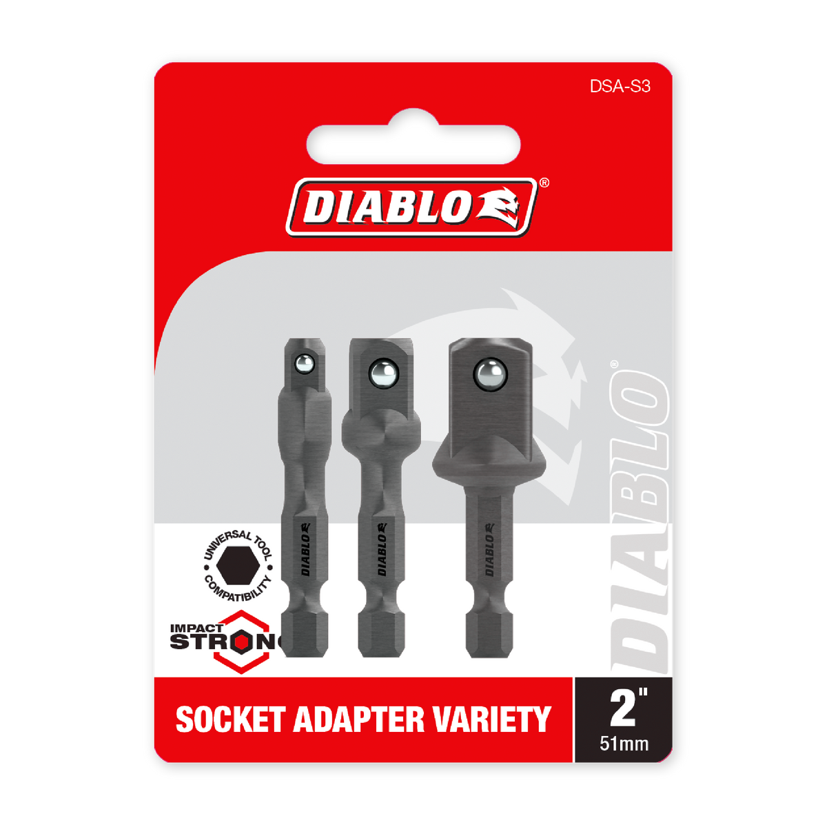 Diablo 2 in. Socket Adapter Variety Pack (DSA-S3) in retail packaging