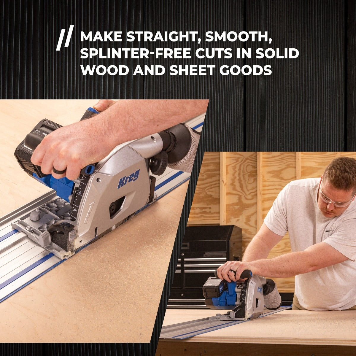 Kreg KPTBPS100A 20V Ionic Drive 6-1/2-in Plunge-Cut Track Saw 4.0Ah Kit