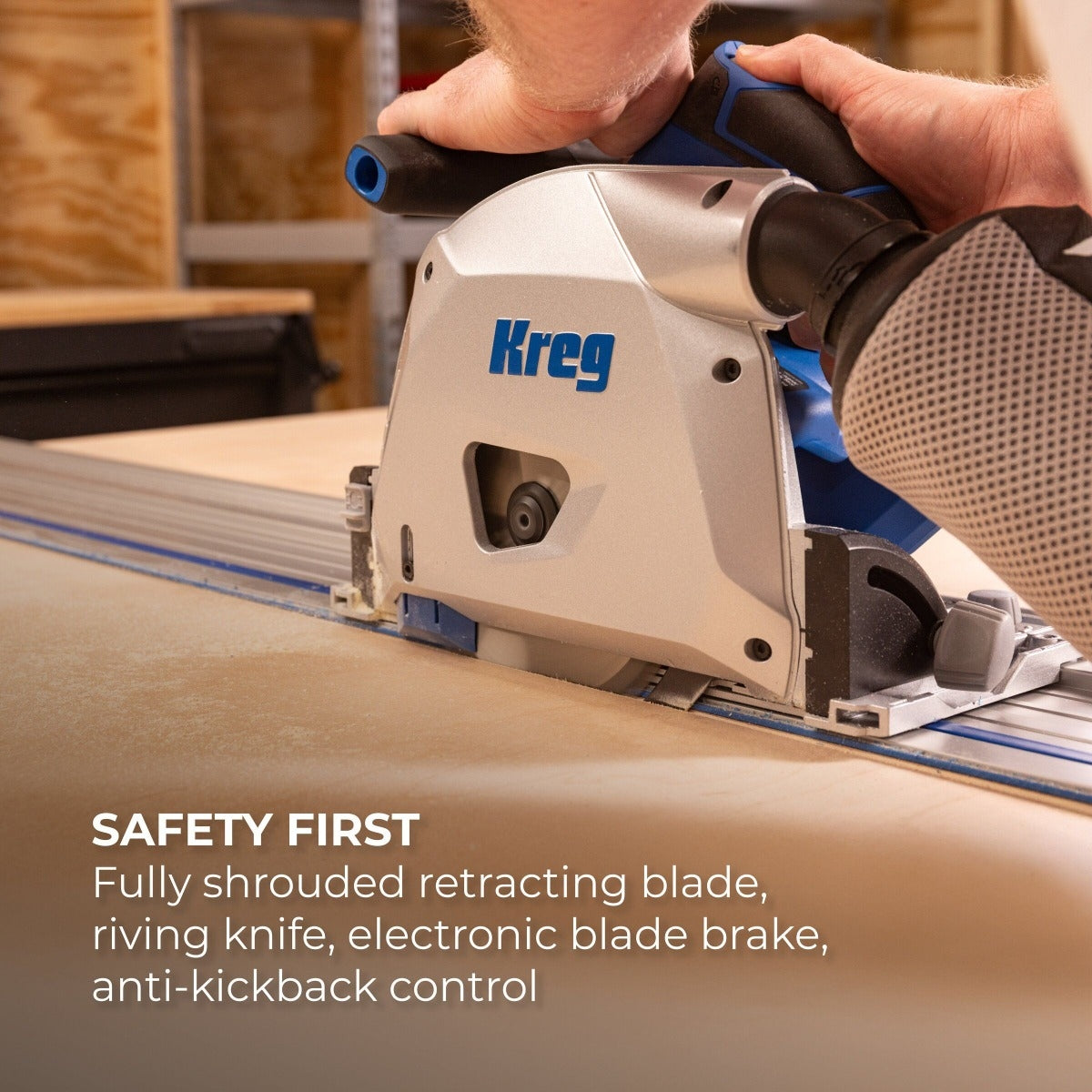 Kreg KPTBPS100A 20V Ionic Drive 6-1/2-in Plunge-Cut Track Saw 4.0Ah Kit