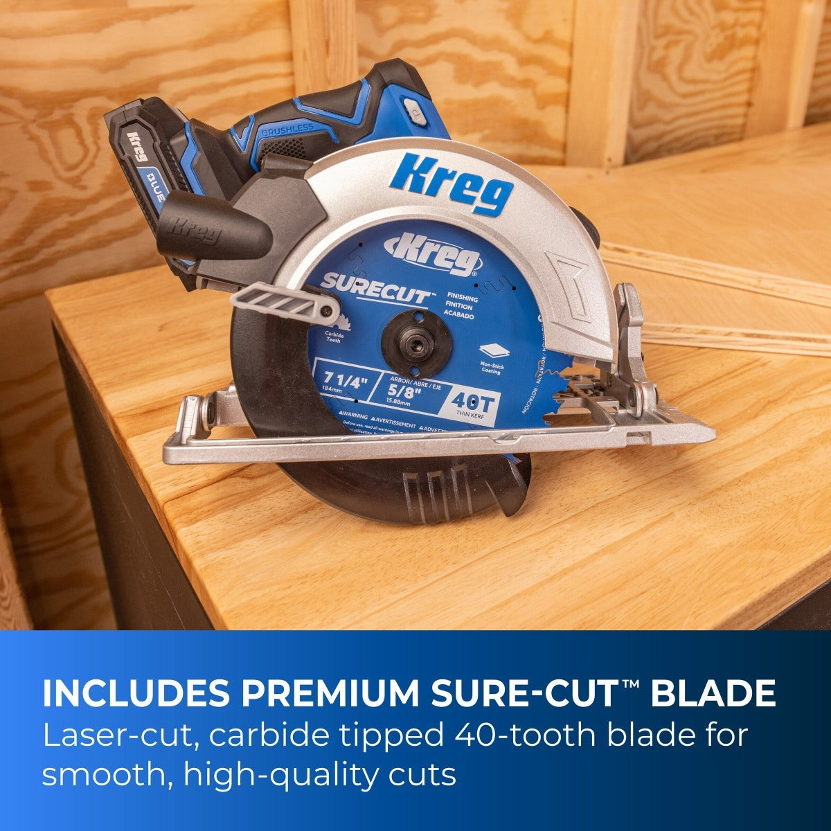 Kreg KPTCS725A 20V Ionic Drive 7-1/4-in Circular Saw, Tool Only