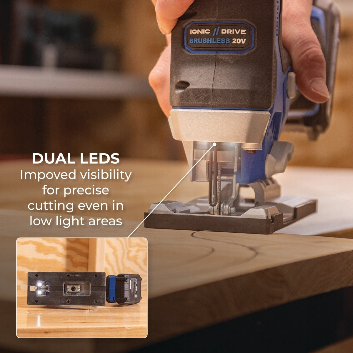 Kreg KPTJS100A 20V Ionic Drive Barrel Grip Jigsaw, Tool Only