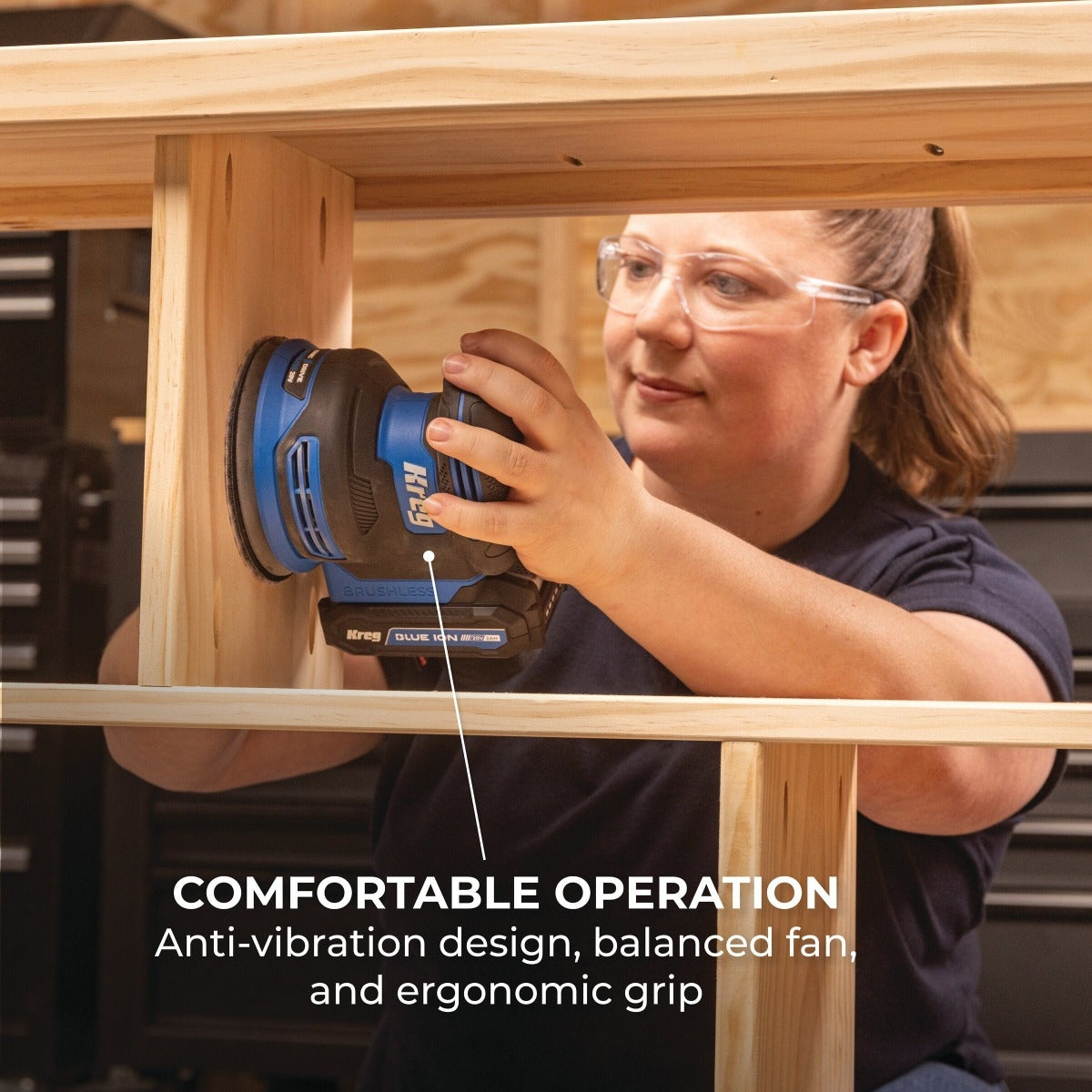 Kreg KPTRS500A 20V Ionic Drive Cordless 5-in Random Orbit Sander, Tool Only