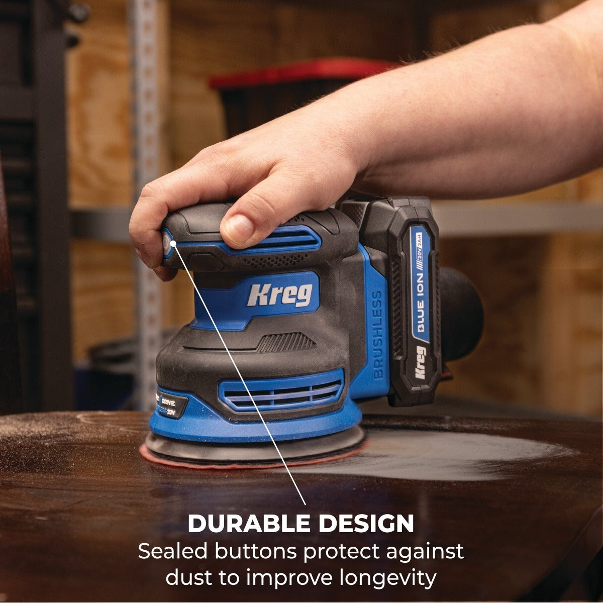 Kreg KPTRS500A 20V Ionic Drive Cordless 5-in Random Orbit Sander, Tool Only