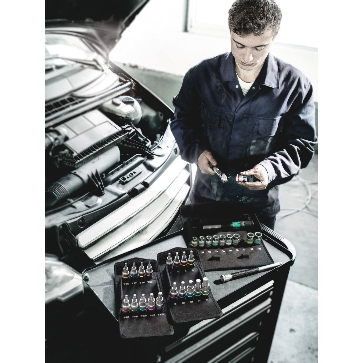 Wera 8740 B Hf 1 Zyklop Bit Socket Set With Holding Function, 3/8-in. Drive, 7-Pieces