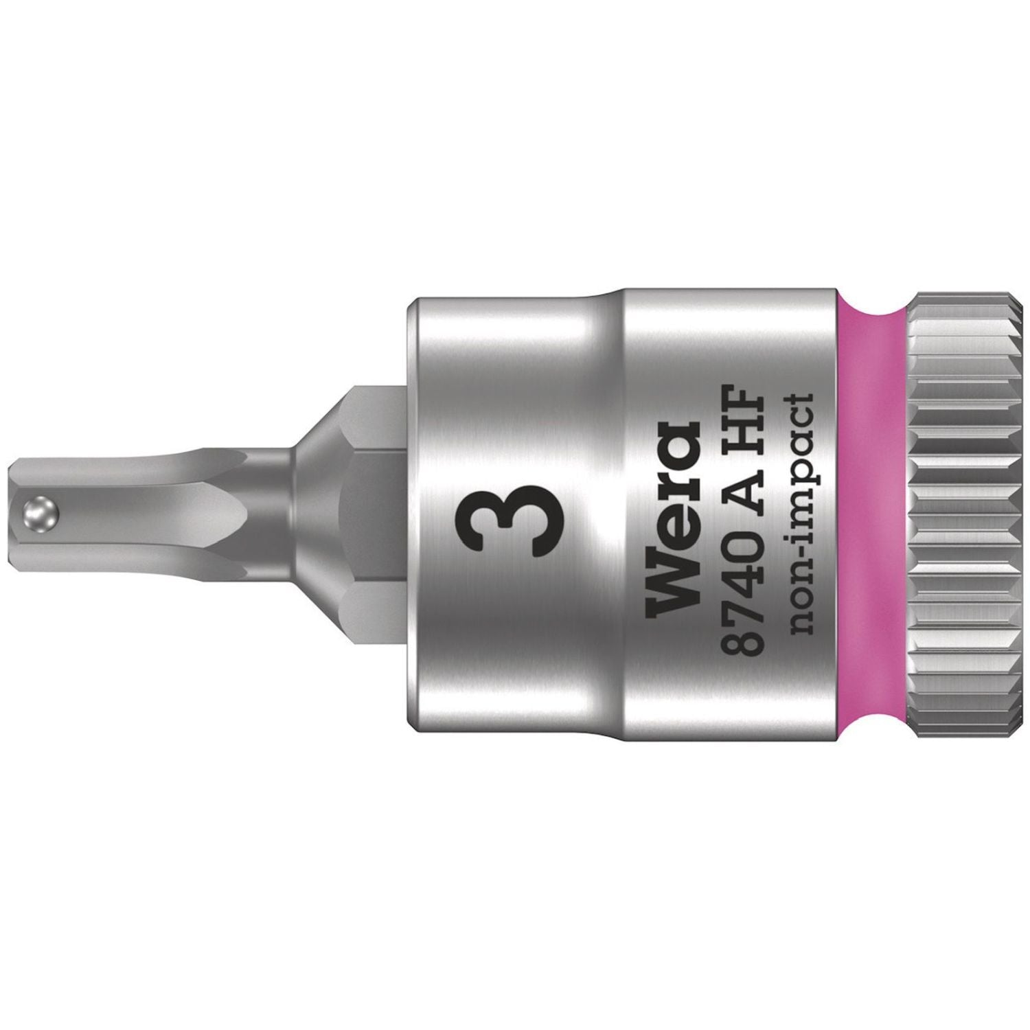 Wera 8740 A Hf Zyklop Bit Socket With Holding Function, 1/4-in. Drive, 3x28-mm.