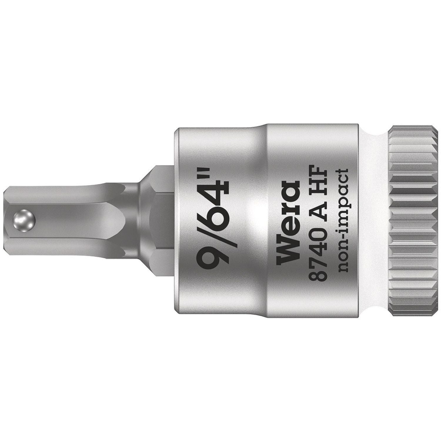 Wera 8740 A Hf Zyklop Bit Socket With Holding Function, 1/4-in. Drive, 9/64-in.x28-mm.