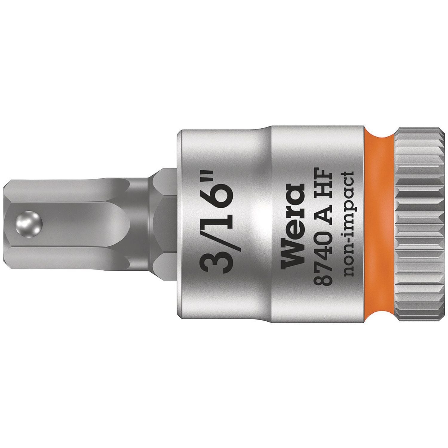 Wera 8740 A Hf Zyklop Bit Socket With Holding Function, 1/4-in. Drive, 3/16-in.x28-mm.
