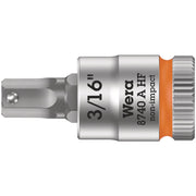 Wera 8740 A Hf Zyklop Bit Socket With Holding Function, 1/4-in. Drive, 3/16-in.x28-mm.