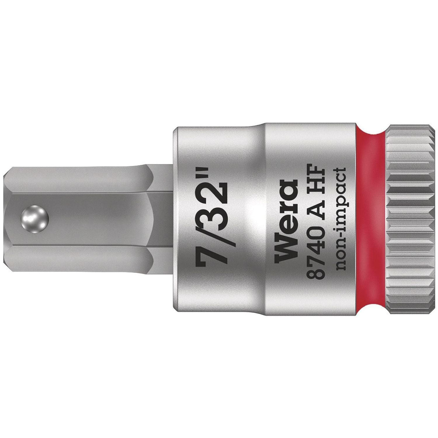 Wera 8740 A Hf Zyklop Bit Socket With Holding Function, 1/4-in. Drive, 7/32-in.x28-mm.