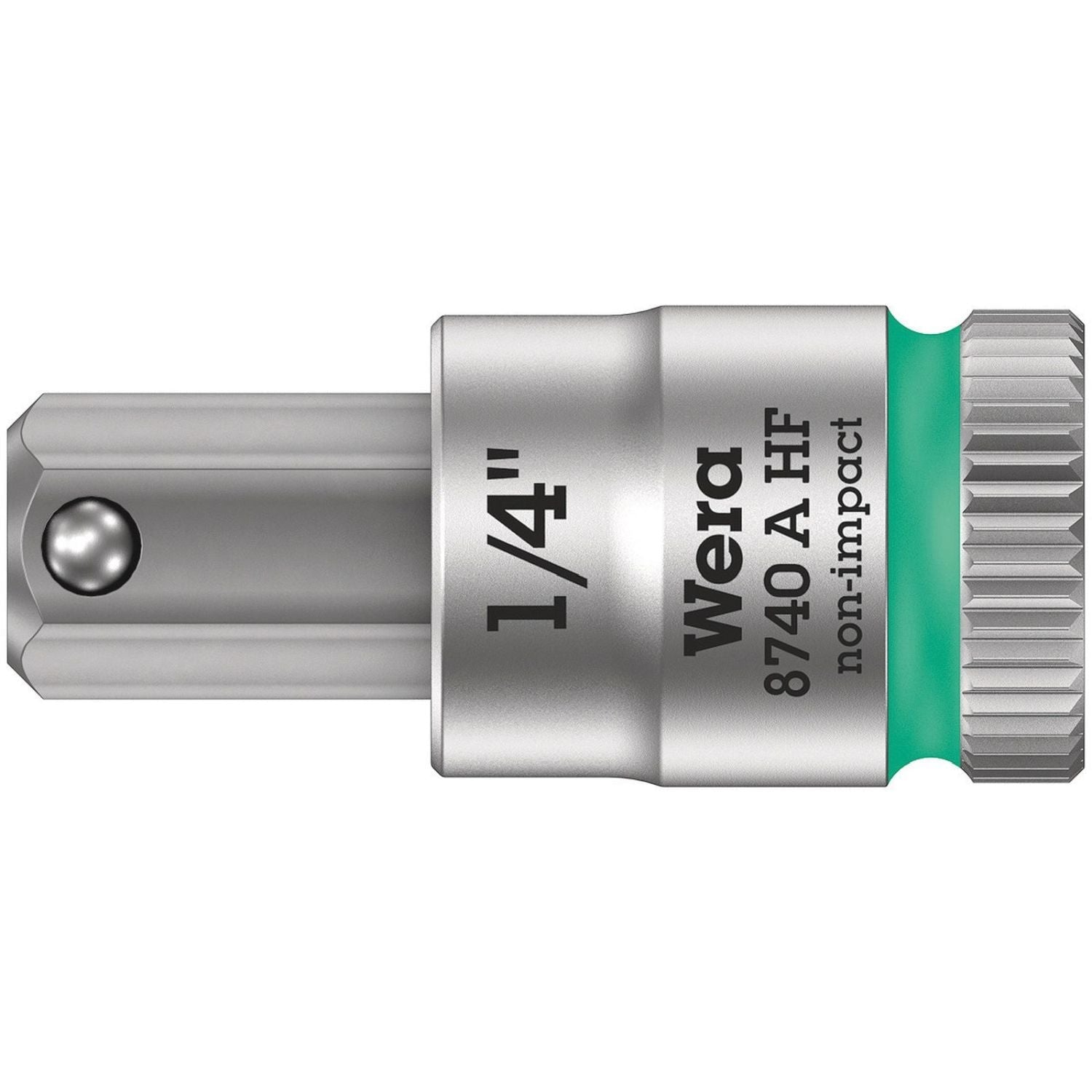 Wera 8740 A Hf Zyklop Bit Socket With Holding Function, 1/4-in. Drive, 1/4-in.x28-mm.