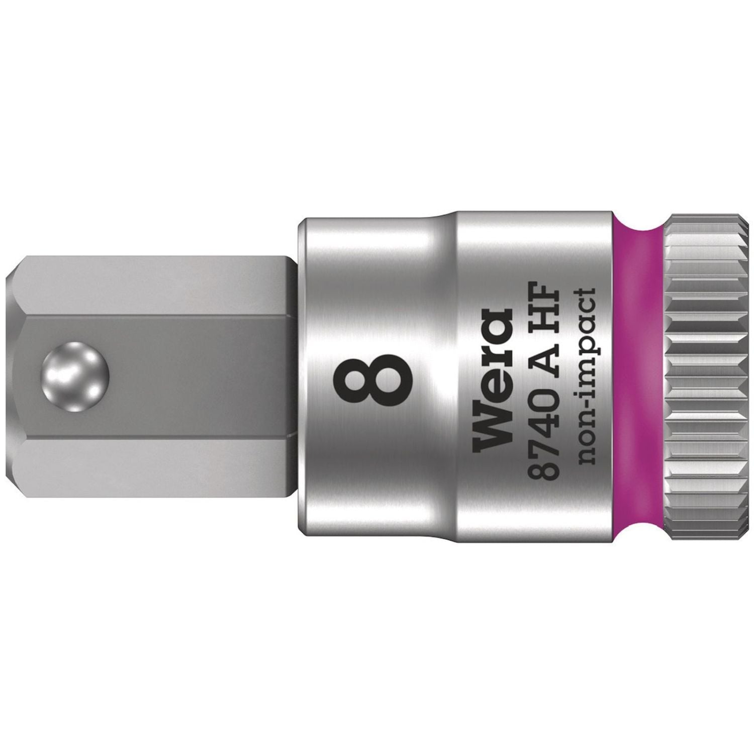 Wera 8740 A Hf Zyklop Bit Socket With Holding Function, 1/4-in. Drive, 1/4-in.x28-mm.