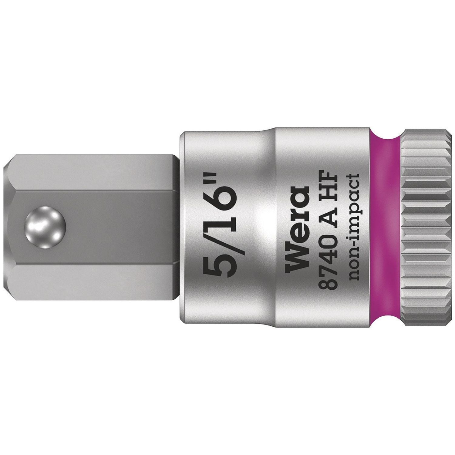 Wera 8740 A Hf Zyklop Bit Socket With Holding Function, 1/4-in. Drive, 5/16-in.x28-mm.