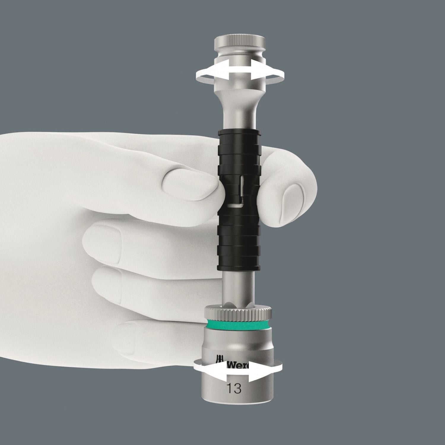 Wera 8796 Sc Zyklop "Flexible-Lock-in. Extension With Free-Turning Sleeve, Short, 1/2-in., 1/2-in.x125-mm.