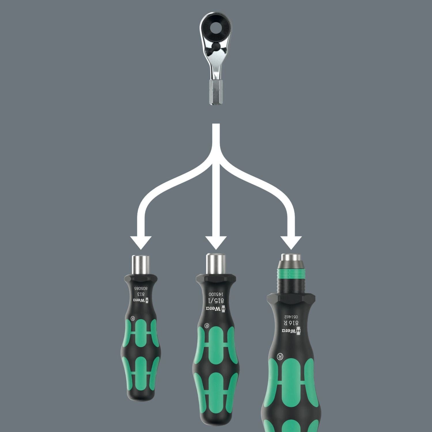 Wera 8011 Zyklop Mini 4 Bit Ratchet, 1/4-in., 1/4-in.x50-mm