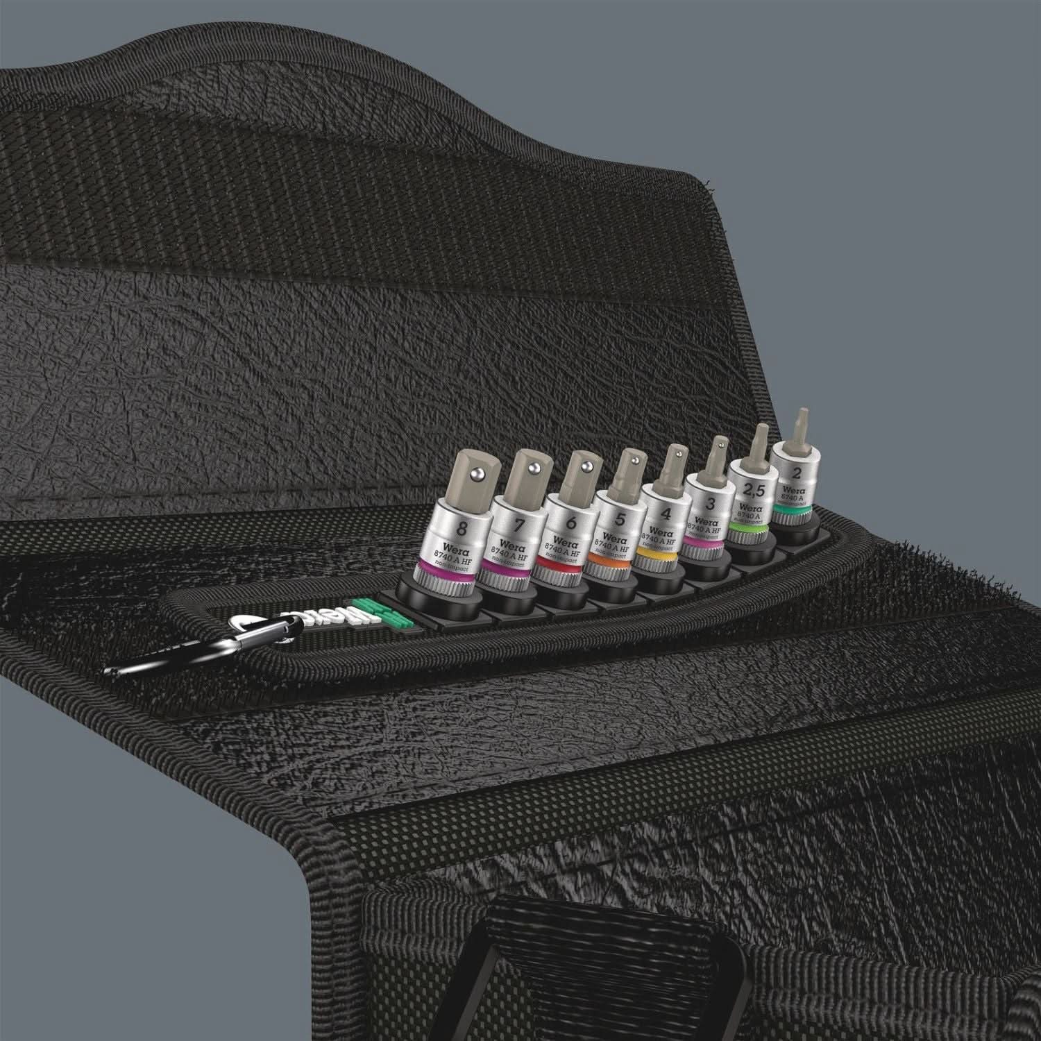 Wera Belt A 2 Zyklop In-Hex-Plus Bit Socket Set With Holding Function, 1/4-in. Drive, 8-Pieces