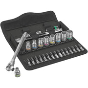 Wera 8100 Sa 7 Zyklop Metal Ratchet Set With Push-Through Square, 1/4-in. Drive, Metric, 28-Pieces